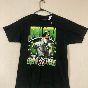 WWE JOHN CENA MENS XL THE CHAMP IS HERE SHIRT SHORT SLEEVE NEVER GIVE UP BLACK